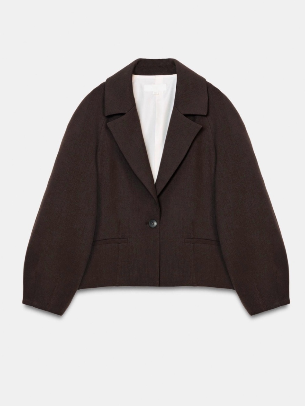 NWT Zara Women's Puff Sleeve Blazer Dark Brown Single-Button Jacket Large L NEW